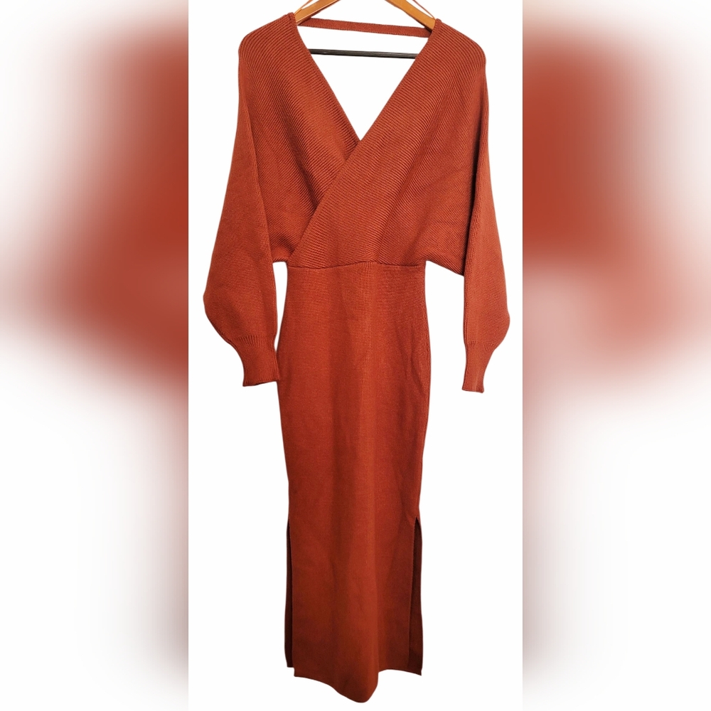 Petal & Pup Rust Bambina Knit Dress Midi Length